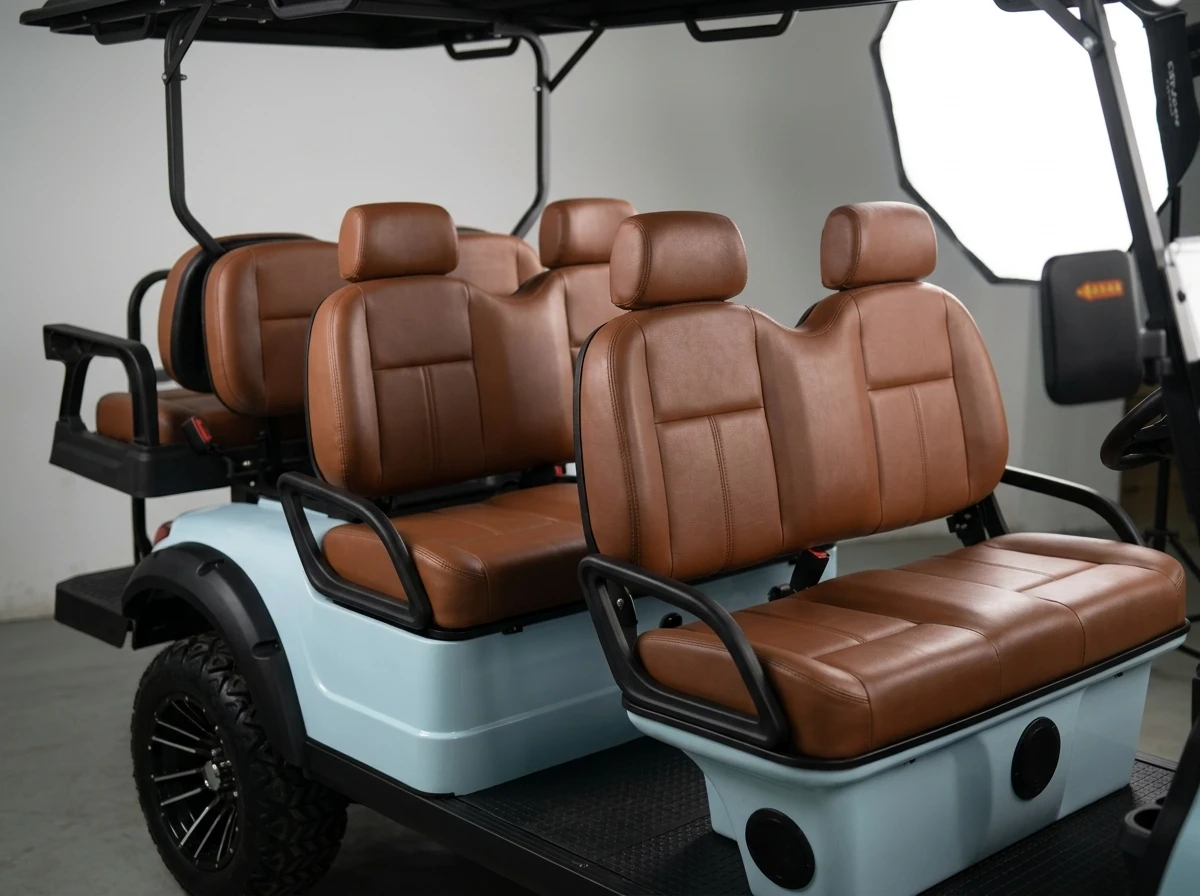 Electric golf cart seating layouts for commercial fleets