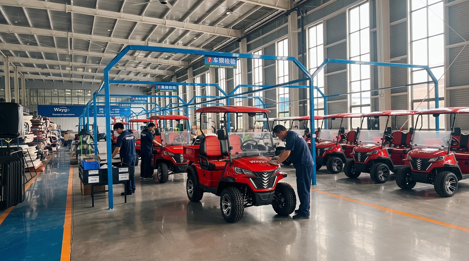 Electric golf carts prepared for supplier evaluation